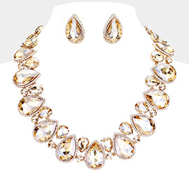 Crystal Rhinestone Trim Teardrop  Collar Evening Necklace