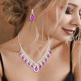 Teardrop Crystal Rhinestone Collar Necklace