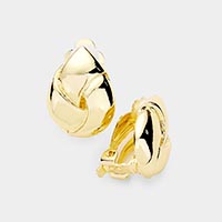 Embossed Metal Clip On Earrings 