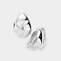 Embossed Metal Clip On Earrings 