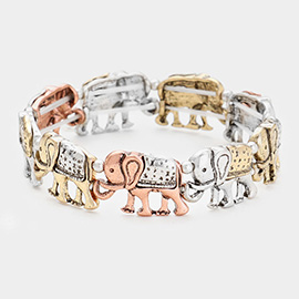 Antique Metal Elephant Stretch Bracelet