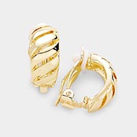 Cut Out Dome Metal Clip On Earrings