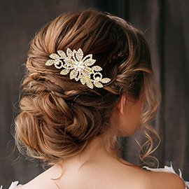 Rhinestone Flower Leaf Hair Comb