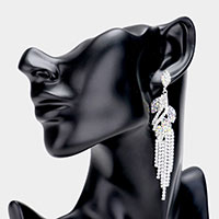 Rhinestone Crystal Leaf Drop Evening Earrings 
