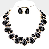 Crystal Rhinestone Trim Teardrop  Collar Evening Necklace