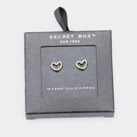 Secret_Box - 14K Gold Dipped Heart Stud Earrings