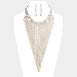 Rhinestone Pave Fringe Choker Necklace
