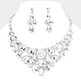 Teardrop Stone Cluster Evening Necklace