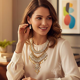 Antique Stone Embellished Statement Necklace