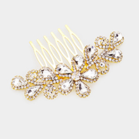 Teardrop Stone Flower Leaf Hair Comb