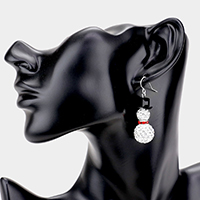Rhinestone Embellished Snowman Dangle Earrings