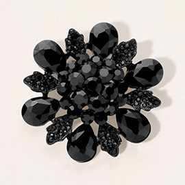 Floral Glass Stone Pin Brooch