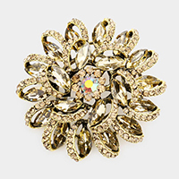 Marquise Stone Detail Flower Pin Brooch
