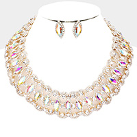 Marquise Stone Accented Collar Evening Necklace