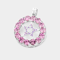 Round Stone Embellished Cut Out Star Pendant
