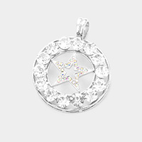 Round Stone Embellished Cut Out Star Pendant