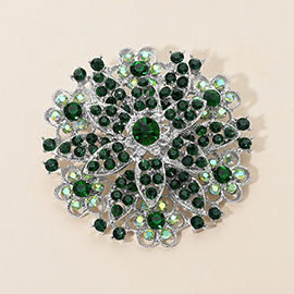 Vintage Floral Crystal Pin Brooch