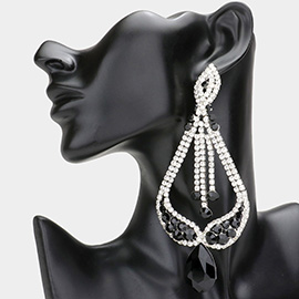 Oversized Pave Glass Teardrop Chandelier Evening Earrings