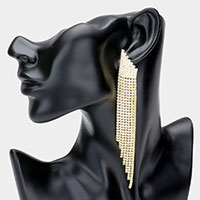 Rhinestone Fringe Long Drop Evening Earrings