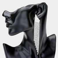 Rhinestone Fringe Long Drop Evening Earrings