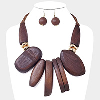 Abstract Wood Statement Necklace