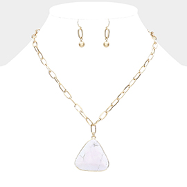 Triangle Natural Stone Pendant Necklace