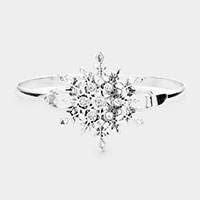 Stone Embellished Metal Snowflake Hook Bracelet