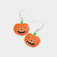 Enamel Pumpkin Dangle Earrings