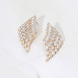 Rectangle Stone Cluster Evening Earrings