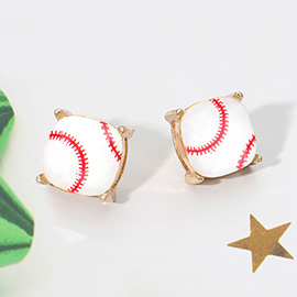 Baseball Printed Square Stud Earrings