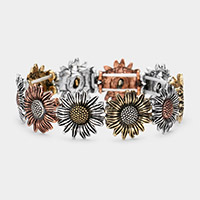 Metal Sunflower Stretch Bracelet
