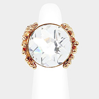 Metal Twig Detailed Round Stone Stretch Ring