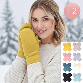 12Pairs - Chenille Lined Mitten Gloves
