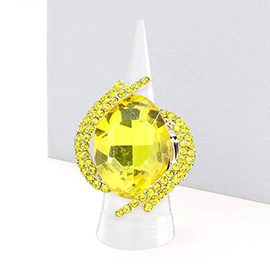 Oval Crystal Centered Stretch Ring