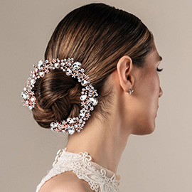 Floral Pave Glass Crystal Hair Comb