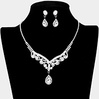 Teardrop Stone Accented Rhinestone Necklace