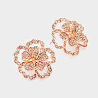 Bubble Stone Embellished Flower Evening Earrings
