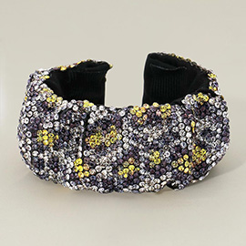 Bling Leopard Patterned Pleated Adjustable Cuff Bracelet