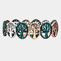 Metal Tree of Life Stretch Bracelet