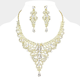 Multi Stone Embellished Evening Necklace
