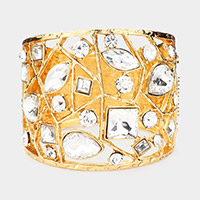 Multi Stone Embellished Hinged Bracelet