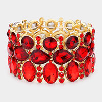 Multi Stone Cluster Evening Stretch Bracelet
