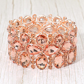 Multi Stone Cluster Evening Stretch Bracelet