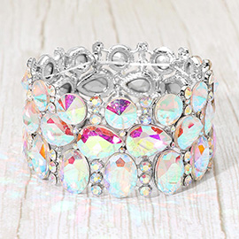 Multi Stone Cluster Evening Stretch Bracelet