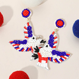 Felt Back Sequin Beaded Eagle Link Dangle Earrings
