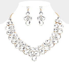 Teardrop Stone Cluster Evening Necklace