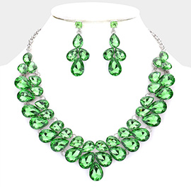 Teardrop Stone Cluster Evening Necklace