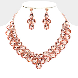 Teardrop Stone Cluster Evening Necklace