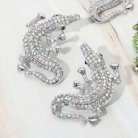 Stone Paved Alligator Statement Earrings