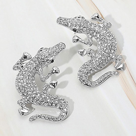 Stone Paved Alligator Statement Earrings